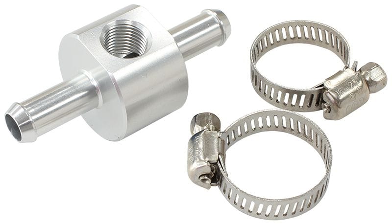 Aeroflow Performance Silver Finish Inline 3/8" Barb Adapter with 1/8" Port AF138-06S Autofit