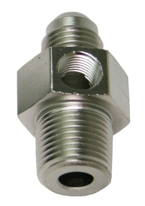 Aeroflow Performance Silver Finish Male NPT to Adapter 1/4" to -8AN with 1/8" Port AF139-08-04S Autofit