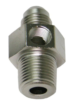 Aeroflow Performance Silver Finish Male NPT to Adapter 3/8" to -6AN with 1/8" Port AF139-06-08S Autofit