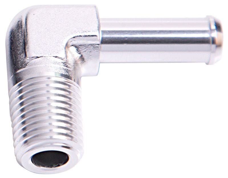 Aeroflow Performance Silver Finish Male NPT to Barb 90° Adapter 1/8" to 5/16" AF842-05S Autofit