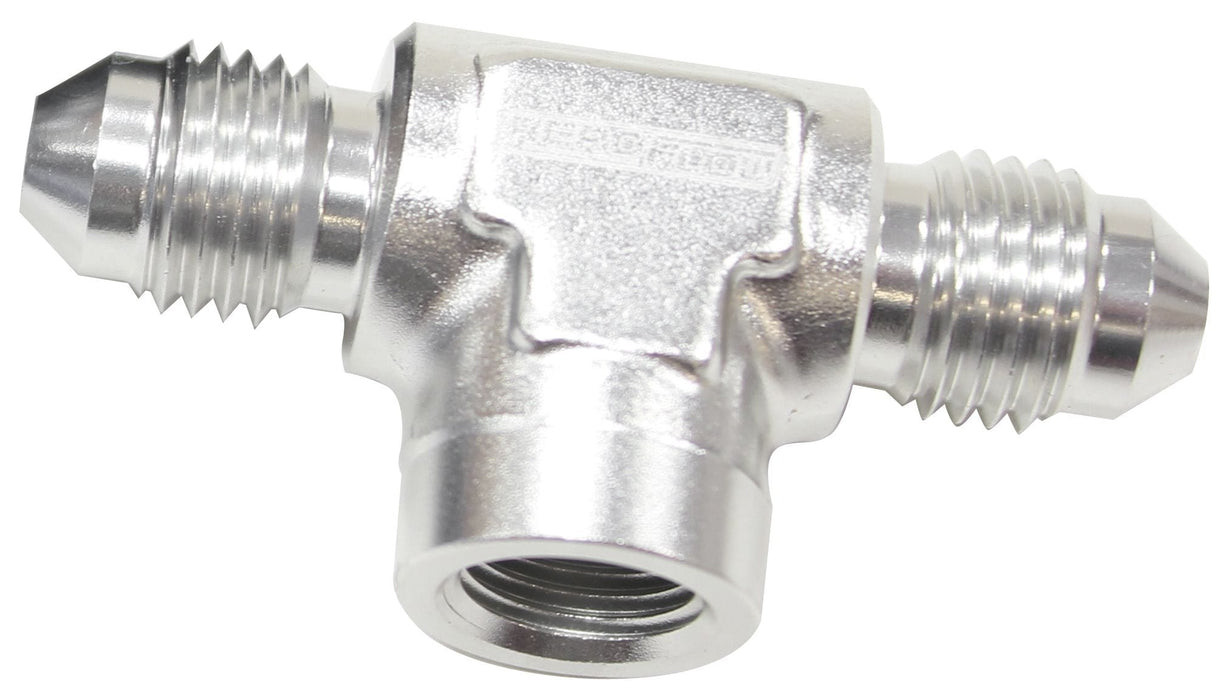 Aeroflow Performance Silver Finish Male Tee with Female 1/8" -4AN AF918-04-02S Autofit