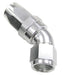 Aeroflow Performance Silver Finish. Suit 100 & 450 Series Hose 150 Series Taper One-Piece Full Flow Swivel 45° Hose End -6AN AF152-06S Autofit