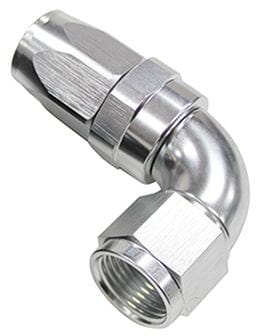 Aeroflow Performance Silver Finish. Suit 100 & 450 Series Hose 150 Series Taper One-Piece Full Flow Swivel 90° Hose End -10AN AF153-10S Autofit