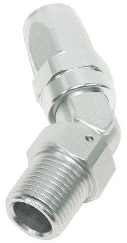 Aeroflow Performance Silver Finish. Suit 100 & 450 Series Hose Male NPT Taper Swivel 45° Hose End 3/8" to -10AN AF828-10-06S Autofit