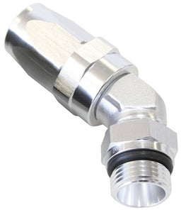 Aeroflow Performance Silver Finish. Suit 100 & 450 Series Hose ORB Taper Swivel 45° Hose End -6 ORB to -6AN AF844-06-06S Autofit