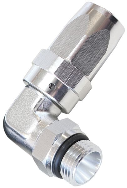 Aeroflow Performance Silver Finish. Suit 100 & 450 Series Hose ORB Taper Swivel 90° Hose End -16AN to -12AN AF849-12-16S Autofit