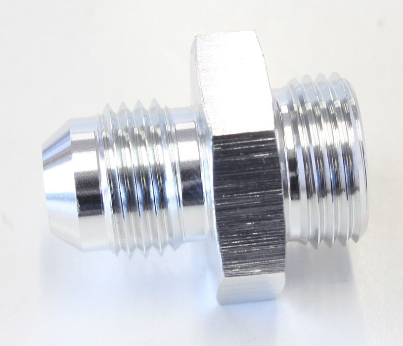 Aeroflow Performance Silver Finish. Suit Carter/Edelbrock Inlet Feed Carburettor Adapter - Male 5/8"-20 to -6AN AF706-06S Autofit