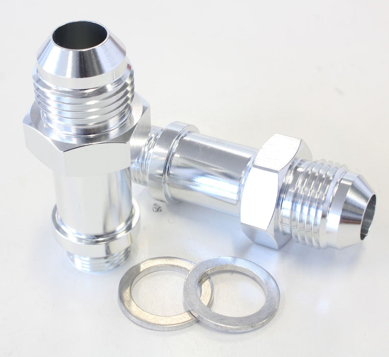Aeroflow Performance Silver Finish. Suit Demon / Holley Inlet Carburettor Adapter - Male 9/16" x 24 to -8AN AF701-08S Autofit