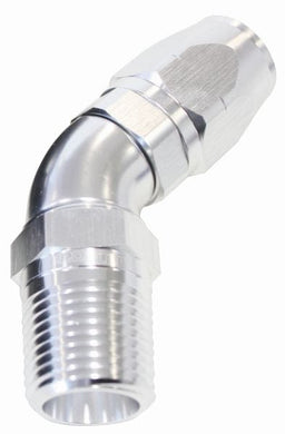 Aeroflow Performance Silver Finish. Suits 100 & 450 Series Hose 45° Male NPT Full Flow Swivel Hose End 1/2" to -10AN AF528-10-08S Autofit
