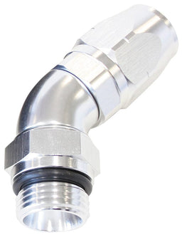 Aeroflow Performance Silver Finish. Suits 100 & 450 Series Hose 45° Male ORB Full Flow Swivel Hose End -10 ORB to -8AN AF544-08-10S Autofit