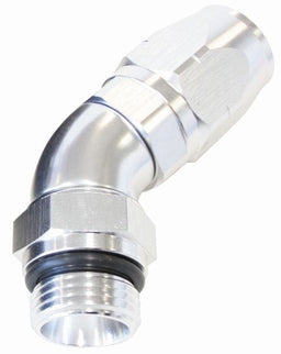 Aeroflow Performance Silver Finish. Suits 100 & 450 Series Hose 45° Male ORB Full Flow Swivel Hose End -6 ORB to -8AN AF544-08-06S Autofit