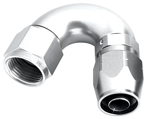 Aeroflow Performance Silver Finish. Suits 100 & 450 Series Hose 550 Series Cutter One-Piece Full Flow Swivel 150° Hose End -4AN AF555-04S Autofit
