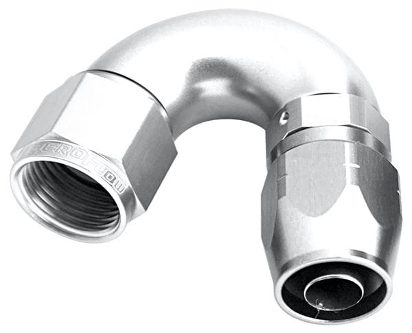 Aeroflow Performance Silver Finish. Suits 100 & 450 Series Hose 550 Series Cutter One-Piece Full Flow Swivel 150° Hose End -8AN AF555-08S Autofit