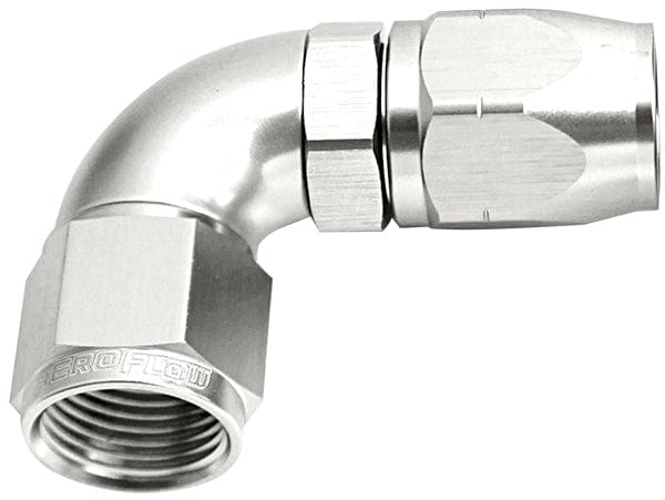 Aeroflow Performance Silver Finish. Suits 100 & 450 Series Hose 550 Series Cutter One-Piece Full Flow Swivel 90° Hose End -8AN AF553-08S Autofit