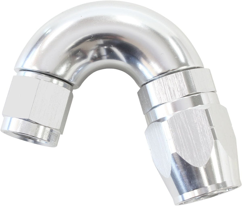 Aeroflow Performance Silver Finish. Suits 100 & 450 Series Hose 550 Series Cutter Style One Piece Swivel 150° Stepped Hose End -6AN to -8 Hose A Autofit