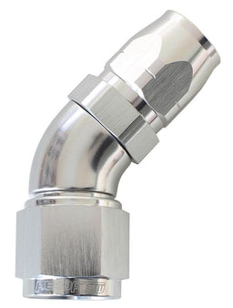 Aeroflow Performance Silver Finish. Suits 100 & 450 Series Hose 550 Series Cutter Style One Piece Swivel 45° Stepped Hose End -16AN to -12 Hose Autofit