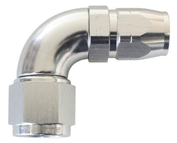 Aeroflow Performance Silver Finish. Suits 100 & 450 Series Hose 550 Series Cutter Style One Piece Swivel 90° Stepped Hose End -10AN to -8 Hose A Autofit
