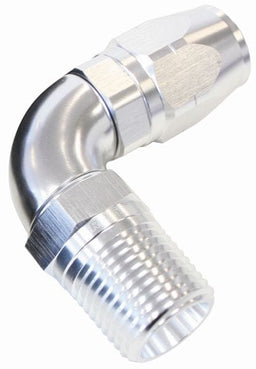 Aeroflow Performance Silver Finish. Suits 100 & 450 Series Hose 90° Male NPT Full Flow Swivel Hose End 3/8" to -6AN AF529-06-06S Autofit