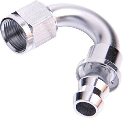 Aeroflow Performance Silver Finish. Suits 400 & 500 Series Hose 400 Series Push Lock 150° Hose End -8AN AF405-08S Autofit