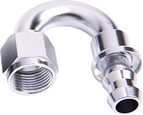 Aeroflow Performance Silver Finish. Suits 400 & 500 Series Hose 400 Series Push Lock 180° Hose End -4AN AF406-04S Autofit