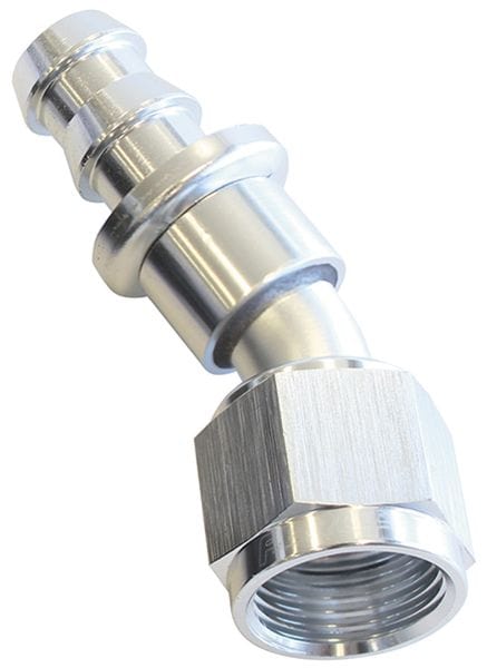 Aeroflow Performance Silver Finish. Suits 400 & 500 Series Hose 400 Series Push Lock 30° Hose End -8AN AF417-08S Autofit