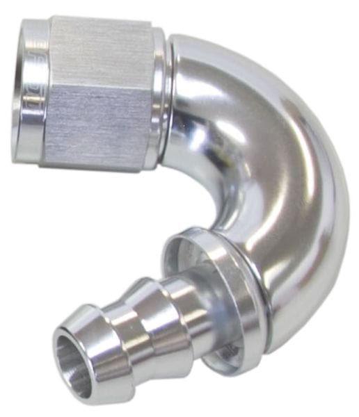 Aeroflow Performance Silver Finish. Suits 400 & 500 Series Hose 510 Series Full Flow Tight Radius Push Lock 150° Hose End -10AN AF515-10S Autofit