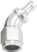 Aeroflow Performance Silver Finish. Suits 400 & 500 Series Hose 510 Series Full Flow Tight Radius Push Lock 45° Hose End -6AN To 5/16" (8mm) Bar Autofit