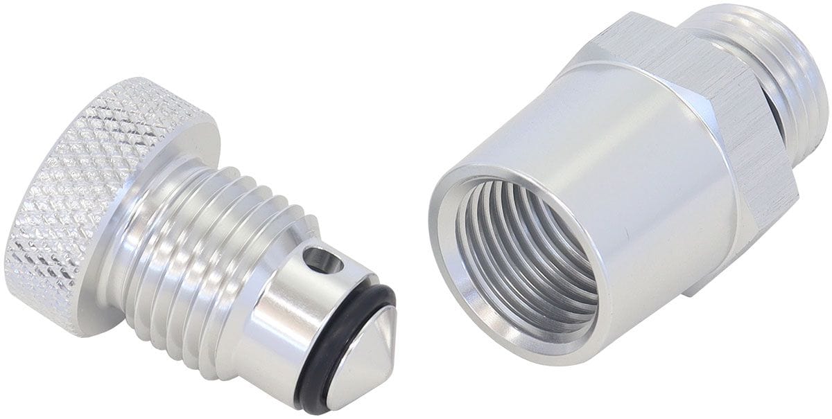 Aeroflow Performance Silver Finish With 1/8" NPT Female Thread For Remote Draining Universal Drain Valve -6 ORB AF615-02S Autofit
