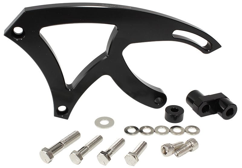 Aeroflow Performance Suit 302-351C, Mid mount passenger side with GM Saginaw pump, Black f Billet Aluminium Power Steering Bracket AF64-4009BLK Autofit