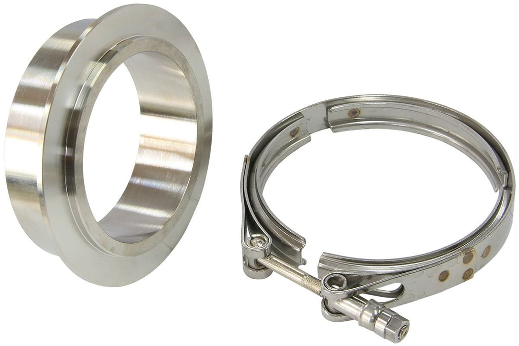 Aeroflow Performance Suit Aeroflow Turbo's With 4" I.D Flange Boosted Turbine Outlet 4.61" O.D Stainless Steel V-Band Kit AF8080-1002 Autofit