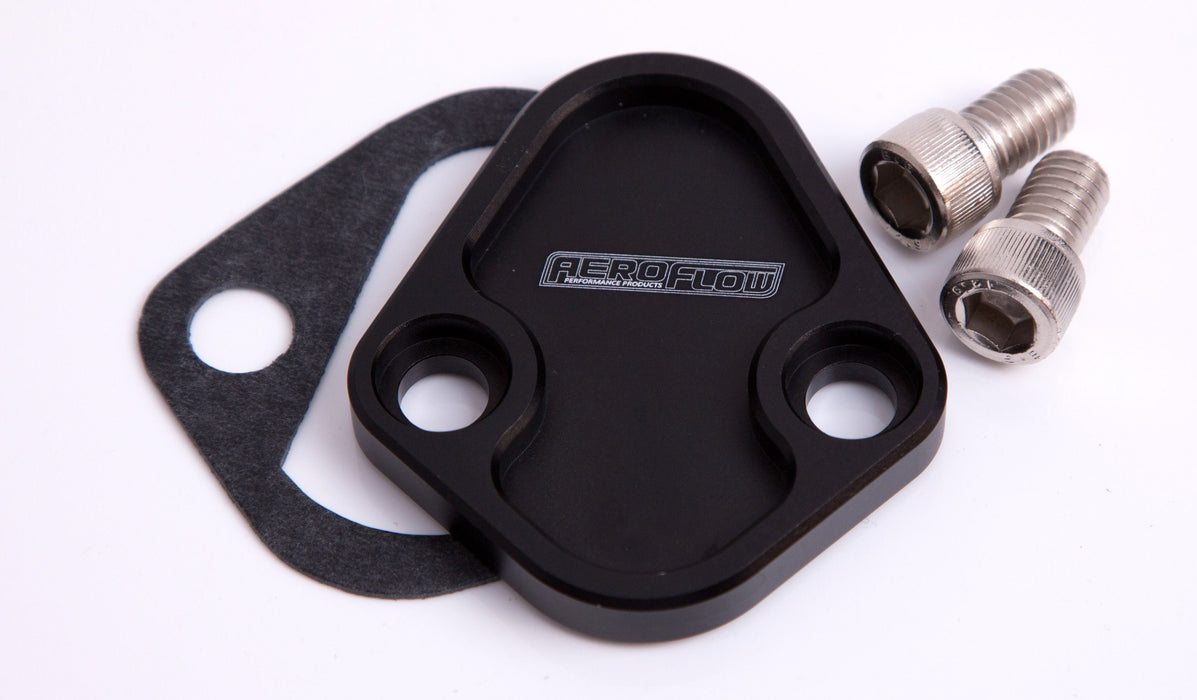 Aeroflow Performance Suit BB Chev, Ford 289-351W, SB, BB Billet Fuel Pump Block-Off Plate - Black AF64-2027BLK Autofit