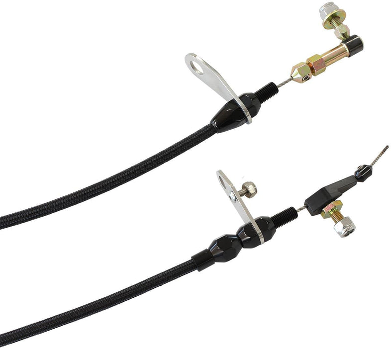 Aeroflow Performance Suit Chrysler Torqueflite 727 Transmission Kickdown Cable With Black Stainless Steel Cover & Black Ends AF72-7008BLK Autofit