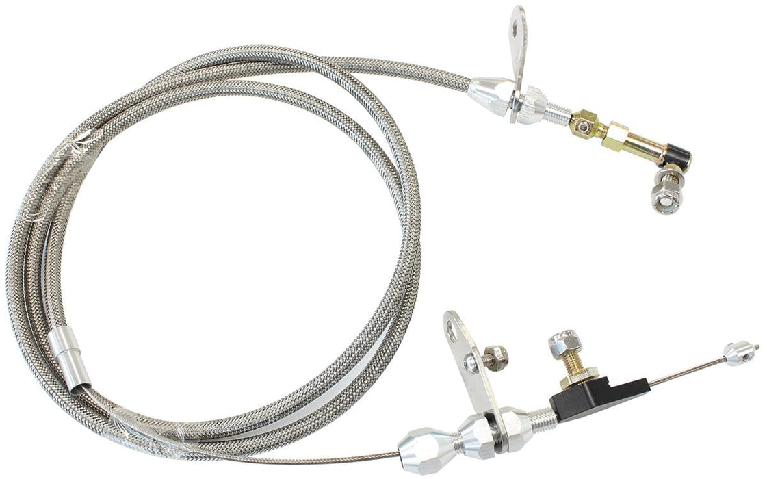 Aeroflow Performance Suit Chrysler Torqueflite 727 Transmission Kickdown Cable With Stainless Steel Cover & Chrome Ends AF72-7008 Autofit