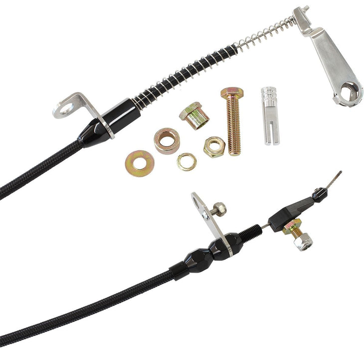 Aeroflow Performance Suit Ford AOD Transmission Kickdown Cable With Black Stainless Steel Cover & Black Ends AF72-7005BLK Autofit