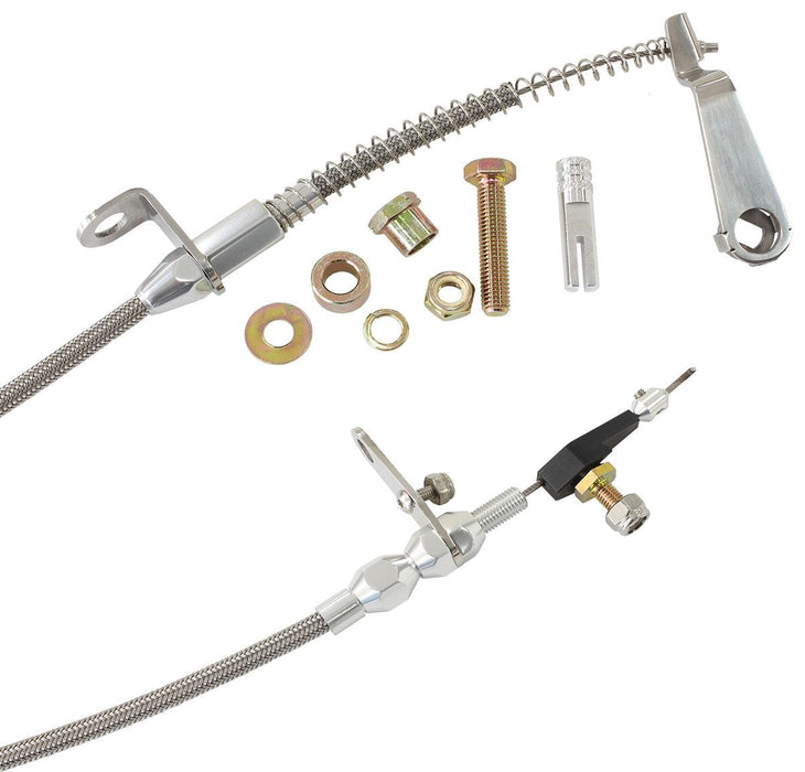 Aeroflow Performance Suit Ford AOD Transmission Kickdown Cable With Stainless Steel Cover & Chrome Ends AF72-7005 Autofit