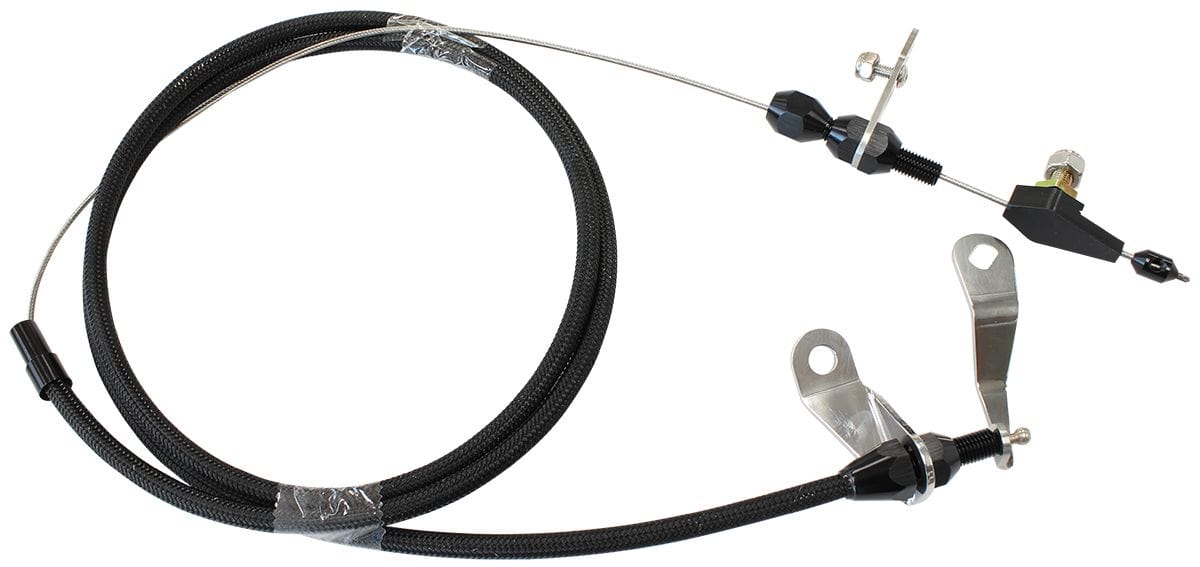 Aeroflow Performance Suit Ford C4 Transmission Kickdown Cable With Black Stainless Steel Cover & Black Ends AF72-7003BLK Autofit