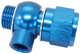 Aeroflow Performance Suit GM LS Series engine, 1/8" NPT port, Blue finish Oil Pressure Adapter AF166-05-02 Autofit