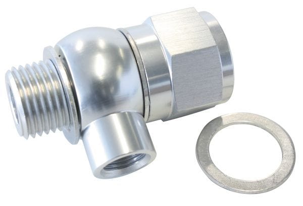 Aeroflow Performance Suit GM LS Series engine, 1/8" NPT port, Silver finish Oil Pressure Adapter AF166-05-02S Autofit