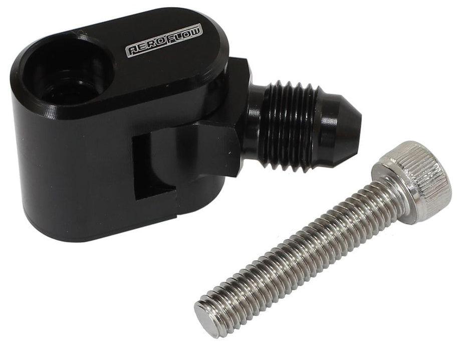 Aeroflow Performance Suit GM LS Series Engines with -4AN Swivel Male End Single Swivel Water Cross-Over Adapter - Black AF64-2187BLK Autofit