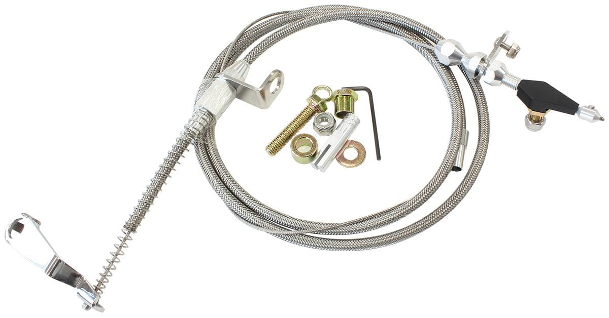 Aeroflow Performance Suit GM Powerglide Transmission Kickdown Cable With Stainless Steel Cover & Chrome Ends AF72-7002 Autofit