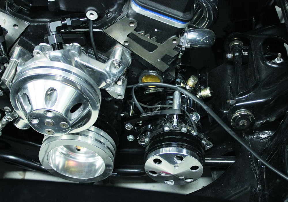 Aeroflow Performance Suit S/B Chev Low Mount Billet A/C Compressor Bracket, Black AF64-4012BLK Autofit