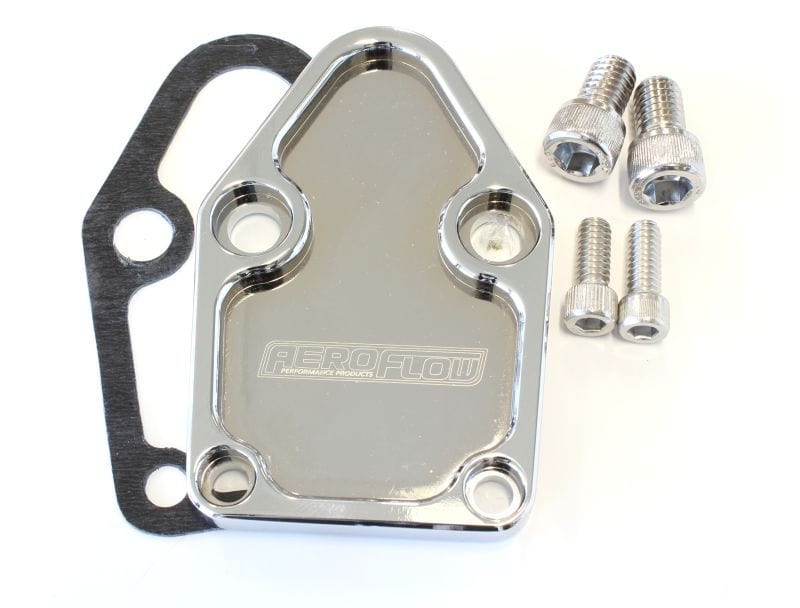 Aeroflow Performance Suit SB Chevy Billet Fuel Pump Block-Off Plate - Chrome AF64-2028C Autofit