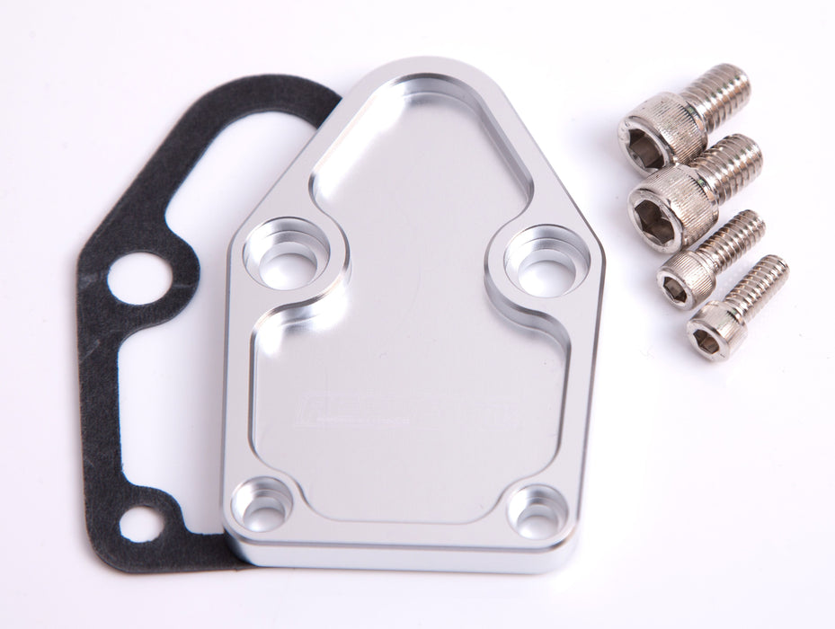 Aeroflow Performance Suit SB Chevy Billet Fuel Pump Block-Off Plate - Silver AF64-2028S Autofit