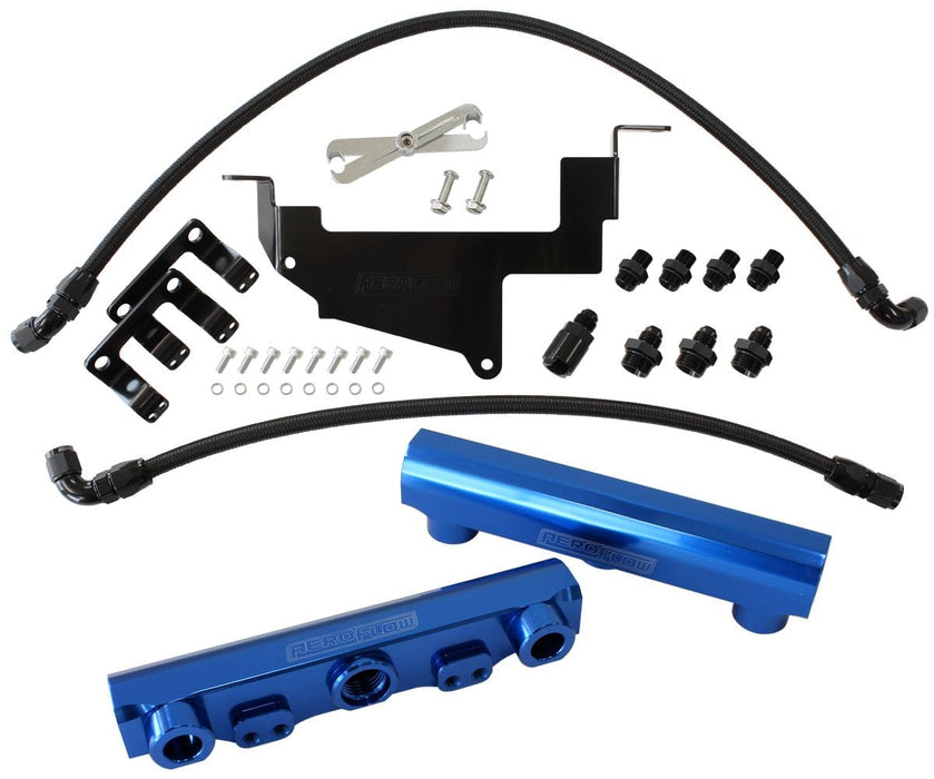 Aeroflow Performance Suit Standard Fuel Injectors, -8ORB Ports Subaru, Toyota, Scion FA20 Billet EFI Fuel Rail Kit - Blue AF64-2131 Autofit