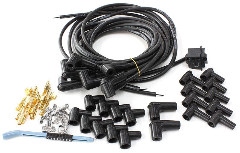 Aeroflow Performance Suit Standard & HEI Caps Xpro Universal 8.5mm V8 Ignition Lead Set with 90° Spark Plug Boots - Black AF40 Autofit