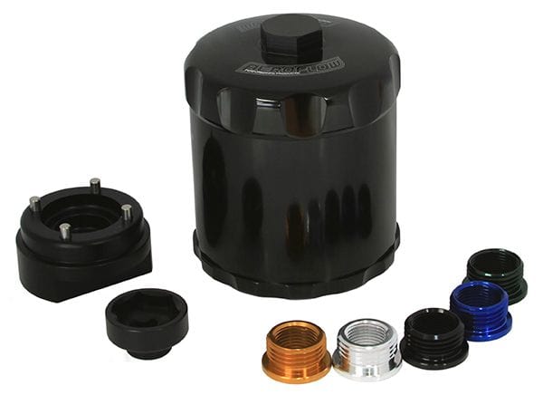 Aeroflow Performance Suits 3/4" & 13/16" Threads Spin On Reusable Billet Oil Filter - Black AF64-2016BLK Autofit