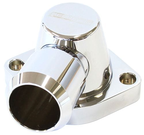 Aeroflow Performance Suits GM LS1 & LS2. Housing is designed to suit LS2 thermostat. Billet Swivel Thermostat Housing - Chrome Finish AF64-2092C Autofit