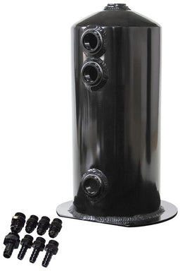 Aeroflow Performance Supplied with 3 x 3/8", 1 x 1/2" Barb fittings and 3 x -6AN, 1 x -8AN 2.5 Litre Spun Alloy Surge Tank AF49-1016BLK Autofit