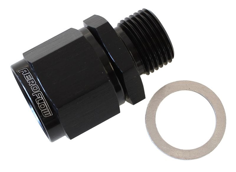 Aeroflow Performance Supplied With Washer, Black Finish Male M18 x 1.5 to Female -10AN Swivel Adapter AF906-10-M18BLK Autofit