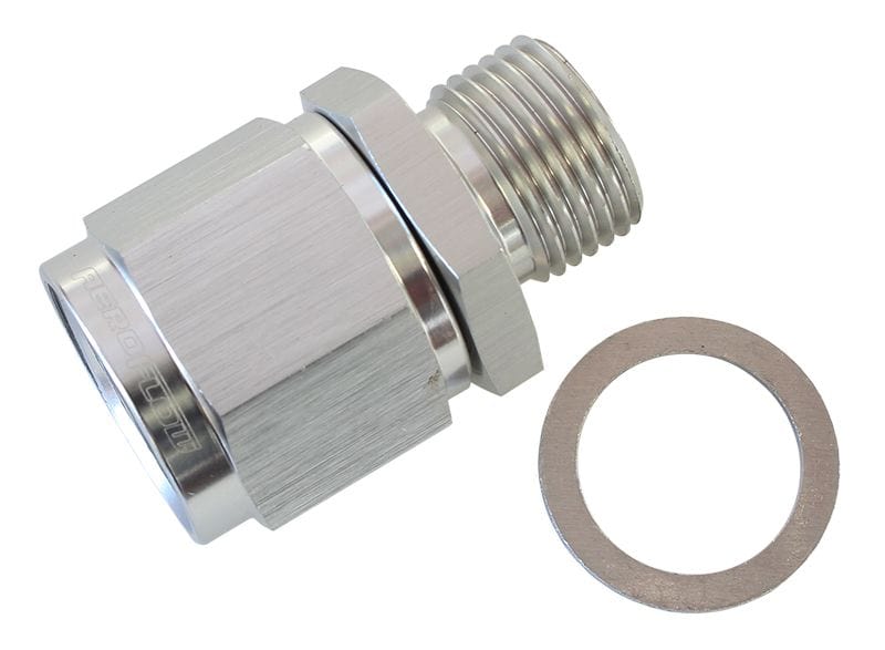 Aeroflow Performance Supplied With Washer, Silver Finish Male M18 x 1.5 to Female -10AN Swivel Adapter AF906-10-M18S Autofit